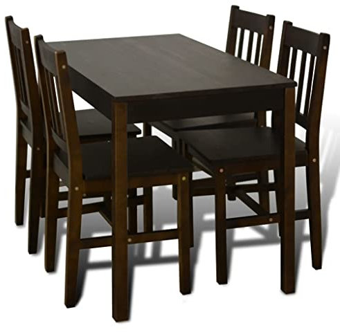 KOIECETA Essgruppe Braun Esszimmertisch Holzstuhl Esstisch Küchentisch 4 Stühle, 108 x 65 x 73 cm, Vid-241