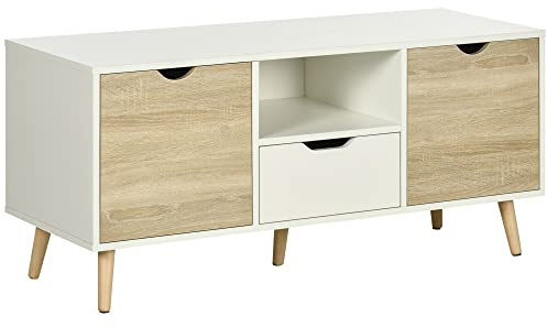 HOMCOM Meuble TV Banc TV sur Pied avec 2 Placards en Bois 110 x 40 x 50 cm