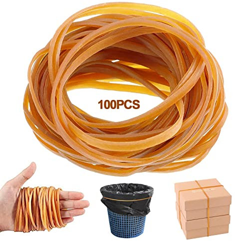 100 Pcs Elastic Bands, Natural Thick Rubber Bands(60 * 3mm) Heavy Duty Thick Strong Elastic Wide Rubber Band Sturdy Stretchable Band for Bank School Office and Handcrafts