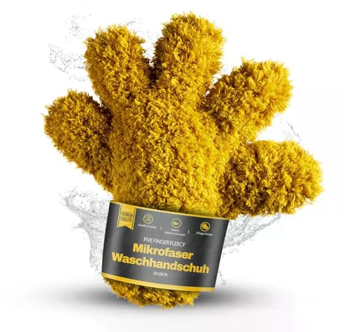 ShinyChiefs Five Finger Fleecy - Mikrofaser Waschhandschuh für eine schonende & kratzerfreie Autowäsche, Saugstarker Auto Wasch Handschuh, auch schwer zugängliche Stellen, 30x28cm