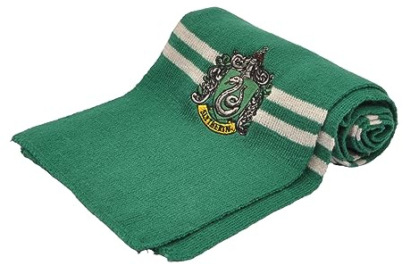 Ciao- Sciarpa Serpeverde Slytherin Originale Harry Potter con Stemma Ricamato, Colore Verde, Bianco, Taglia Unica, 31451