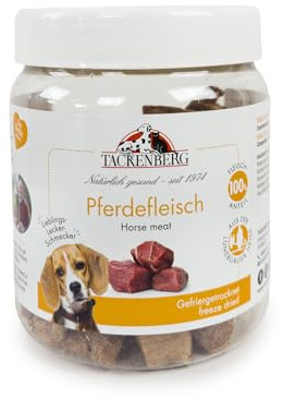 TACKENBERG Gefriergetrocknetes Pferdefleisch für Hunde 80 g - natürlicher Kausnack in Premiumqualität - schonend getrocknet - reines Naturprodukt zur Belohnung, als Snack oder Leckerli
