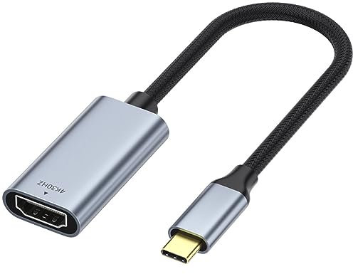 iJiZuo Adattatore da USB C a HDMI 4K@30Hz, Adattatore da Thunderbolt 3 a HDMI Compatibile con MacBook Pro 2019/2018/2017, Macbook Air, Surface Pro, guscio in Alluminio e Cavo in Nylon-Grigio