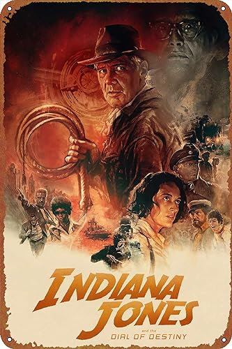 ZTLLFV Indiana Jones und das Zifferblatt des Schicksals Filmposter, Metallschild, Retro-Wanddekoration, 30.5 x 20.3 cm, Zinn, Wandmontage