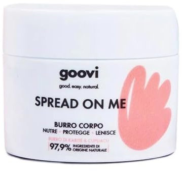 Goovi, Spread On Me Burro Corpo Nutriente e Idratante con Burro di Karitè e Olio di Mandorla per Pelle Secca, Texture Soffice a Rapido Assorbimento, Azione Protettiva e Lenitiva, 150 g