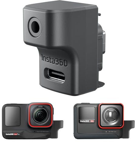 CYNOVA ACE PRO - Adaptador de 2 micrófonos para Insta360, compatible con Insta360 Support Capture Audio 3,5 mm USB-C Port Action Cámara ACE Pro 2 Accesorios