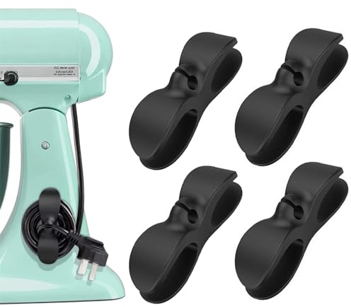 4 PCS Self Adhesive Cord Holder Organizer for Kitchen Appliances Portable Cable Management for Mixer Blender Toaster Coffee Maker Black Durable and Easy to Install