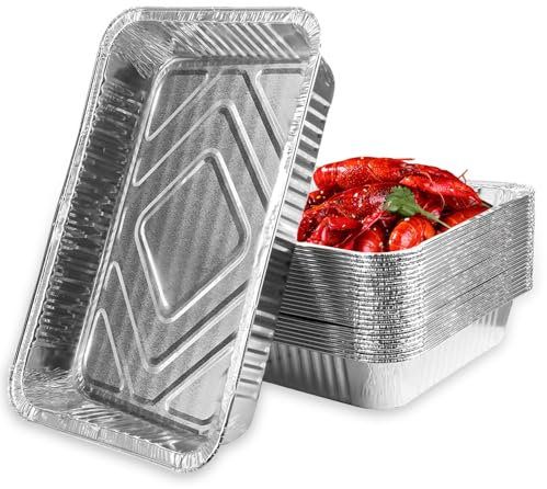 GKZB Barquette Aluminium 2200ml Jetable Sans Couvercle - Plat Alimentaire pour Barbecue, Cuisson, Grillage, Cuisine et Restauration - 31,5 x 20,5 x 5 cm