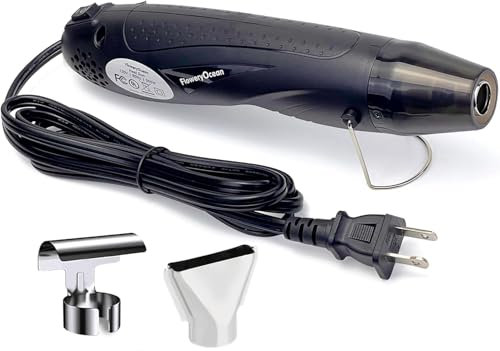 FloweryOcean Mini Heat Gun + Reflector Nozzles Kit 350W Fast Heat Hot Air Gun Overload Protection 2 Temp Setting 392°F-662°F & 6.6Ft Long Cable for Craft Shrink WrappingTubing Stripping Paint