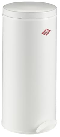 WESCO Gastro Tretabfallsammler 127 in der Farbe weiß, pulverbeschichtetes Stahlblech, Metalleinsatz mit 22 Liter Volumen, Kunststoff-Fußtritt