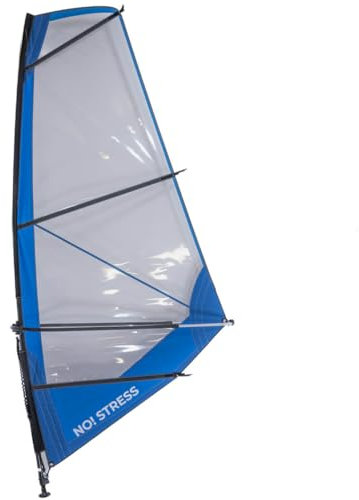 No Stress Windsup Rig 5m² I Kompaktes Windsurf-Rigg Set mit 2-teiligem Epoxy-Mast 400 cm I Verstellbarer Gabelbaum 170-220 cm I Kardangelenk-Mastfuß I Inkl. Transporttasche I Ideal für WindSUP Boards