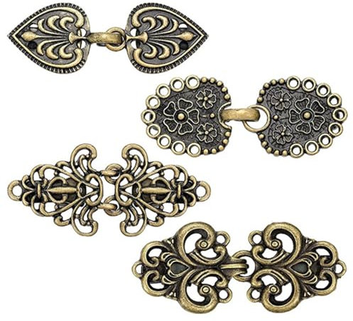 4 Pièces Rétro Broche Kit, Clips Pull Vintage, Cardigan Clip, Antique Écharpe Clip, Châle Pince, Cardigan Épingle pour Femmes Filles, pour Cardigans, Capes, Robes et Chemises (Bronze)