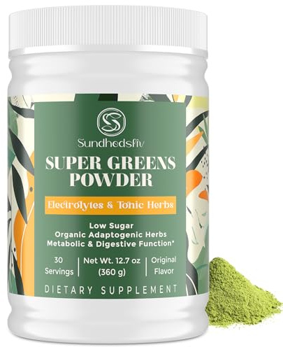 Electrolytes Powder Plus Super Greens & Tonic Herbs - Low Sugar Electrolyte Drink Mix for Hydration, Energy, Gut & Immune - with Shilajit, Chlorella, Organic Greens, Adaptogens -Unflavored-30 Servings