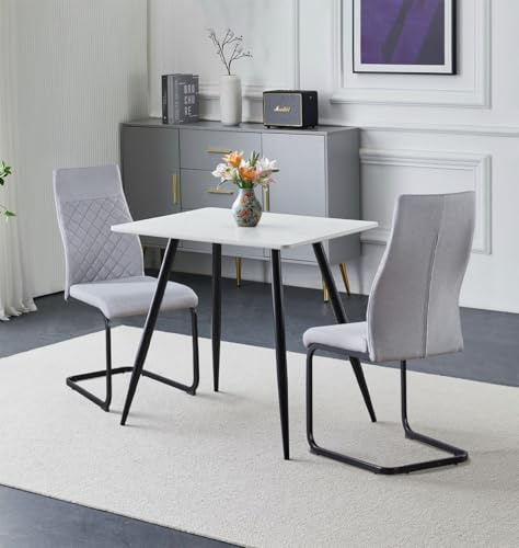 Hallowood Furniture Cullompton Dining Table and Chairs Set 2, White/Gray