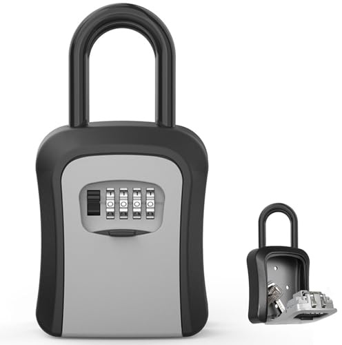 Ogetok Key Lock Box, Caja de Almacenamiento de Seguridad Segura para Llaves Montada en la Pared con Código Reiniciable para Llaves de Casa, Caja de Seguridad de Combinación Portátil, Negro
