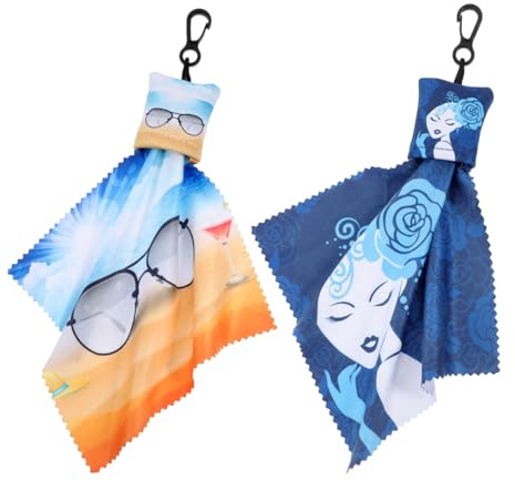 Didiseaon Eyeglass Cleaning Cloth Kit with Convenient Hook, 2pcs Soft Fiber Cloths for Eyeglasses and Phone Screens, Portable Lens Wipes with Hanging Buckle for Lens and Screen Care