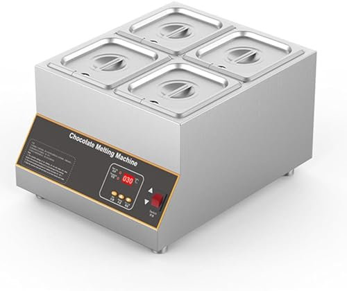 YLANMEI Commercial Chocolate Tempering Machine, 500W Chocolate Melter Chocolate Warmer Boiler, Hot Chocolate Heating Melting Machine for Party, Cafe, Tea Shop,4tank