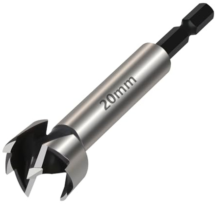Vearter Mèche Forstner de 20 mm, multi-dents en acier à haute teneur en carbone avec tige hexagonale, foret perforé pour bois, bois massif, MDF, plastique, panneaux de particules, contreplaqué