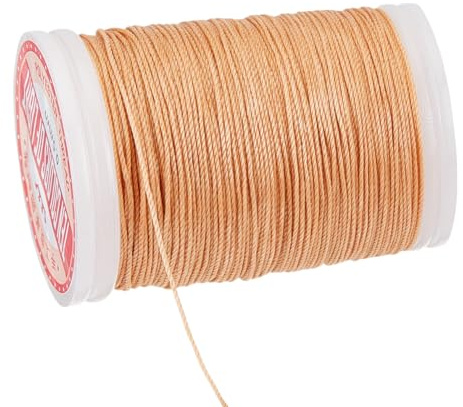 PH PandaHall 0.5mm Waxed Cord, 131 Yards Waxed Cotton Threads Wax Cord Waxed Beading String Twine for DIY Bracelet Necklaces Jewelry Making Sewing Macrame Knotting Project, Burly Wood