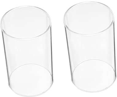 Amosfun Glass Cloche Candle Covers 2pcs Cylindrical Windproof Glass Candle Holder 6x20cm for Desktop Decoration and