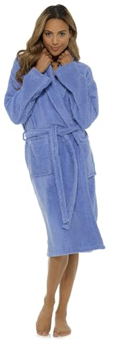 GM Apparel Damen-Bademantel mit Kapuze, Frottee, Morgenmantel mit Gürtel, lange Ärmel mit tiefen Taschen und superweicher, sehr saugfähiger Bademantel, 100 % Baumwolle, Loungewear, Flieder, 12-14