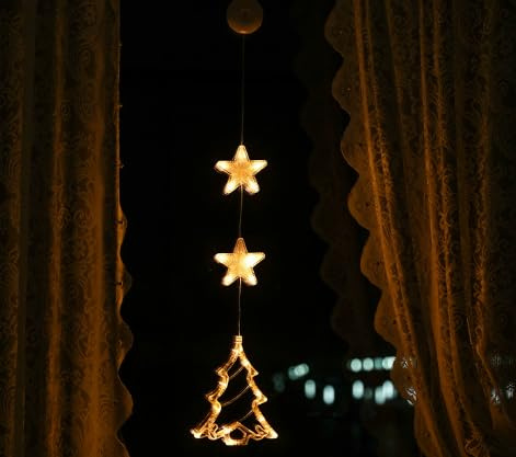 LED Weihnachtsdeko Fenster,Fensterdeko Weihnachten Weihnachtsbaum,Weihnachtsdeko Innen,10 LED Weihnachtsdeko Innen mit Timer,Fenster Lichterkette Lnnen für Weihnachten Deko,Party,Hochzeit,Balkon