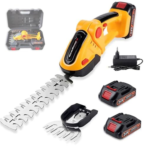 Tagliasiepi a batteria, tagliasiepi portatile 2 in 1 e tagliaerba, tagliasiepi elettrico con batteria ricaricabile, tosaerba domestico da giardino con 2 lame intercambiabili, for giardino, prato