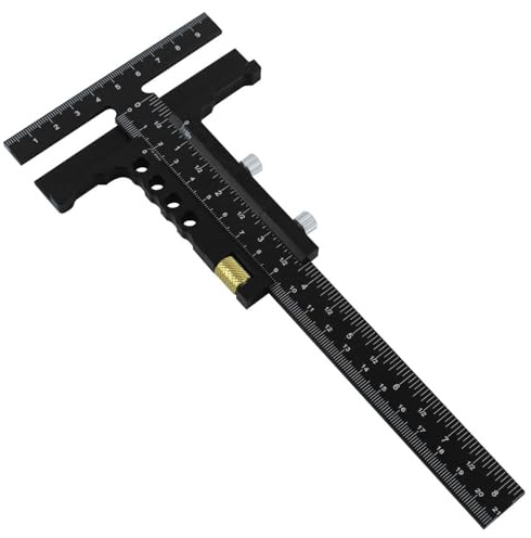 Reißmaß T - Form Aluminiumlegierung 60 cm - Präzises T - Lineal mit Parallel - Anreißer für Holzarbeiten, Metall, DIY (Fine adjustment calibrator)