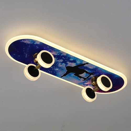 OOWDMPE 32W LED Deckenleuchte Kinderzimmer Moderne Skateboard Design Kinder Deckenlampe 3000K/4000K/6000K Dekorative Künste Kreative Deckenbeleuchtung für Wohnzimmer Schlafzimmer Babyzimmer (D)