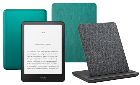 Kindle Colorsoft Signature Edition (32 GB) Ohne Werbung Mit jade transparenter Hülle und Kabelloses Ladedock