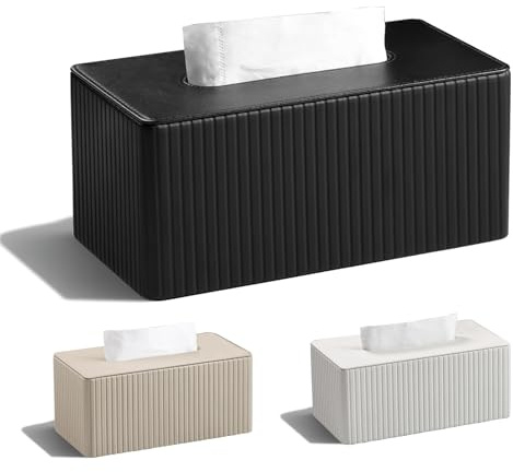 Kosmetiktücherbox,Taschentuchbox,Rechteckige Tissue Box aus PU-Leder,taschentuchspender Tücherbox,Taschentücher Box Spender für Zuhause,Bad,Wohnzimmer,Schlafzimmer,Auto,Büro (Schwarz)