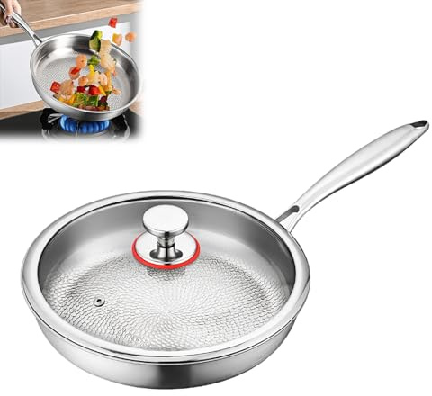 Poêle Titan non revêtue, Poêle antiadhésive Premium Titanium Pro 22/24/26/28/30/32 cm, Poêle Obuste en titane non revêtue, Poêle polyvalente adaptée à l'induction pour la cuisine (24 cm)