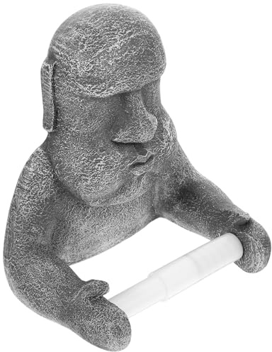 SAFIGLE Porte-Rouleau de Papier Essuie-Tout Résistant et Facile D'accès Design Statue Moai en Résine Support Créatif Cuisine pour Bureau