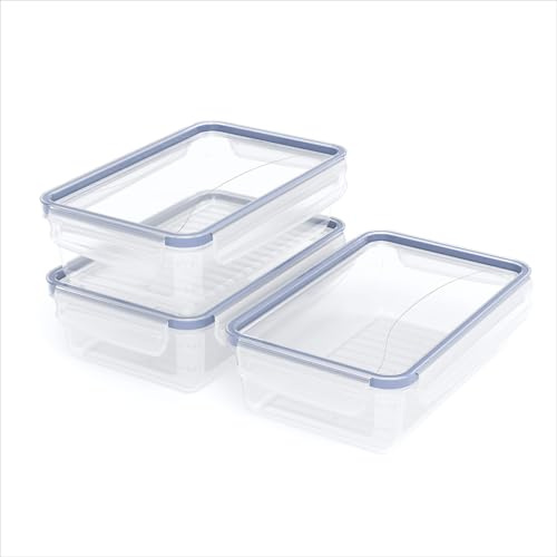 Rotho Aufbewahrungsbox Clic & Lock 3er-Set 1,5 L mit Deckel auslaufsicher | Rotho Vorratsdosen, Clip-Verschluss mit Silikondichtung, auslaufsicher, mikrowellengeeignet, spülmaschinenfest, für Speisen