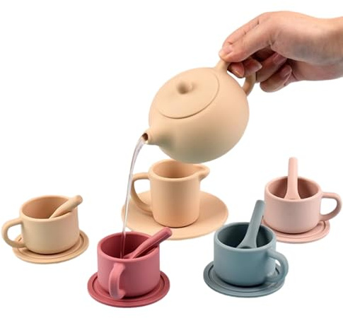 Juego de de Té Infantil Cocina de Juguete | Set de Tazas de Té de Silicona para Niños y Niñas Preescolares Cumpleaños s Guardería Hogar Escuela Jardín de Infancia Sala