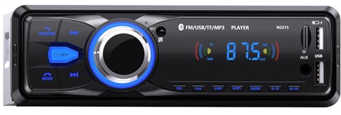 Autoradio Bluetooth 5.0, Wistrue Stereo Auto Bluetooth con FM e Vivavoce, Autoradio 1DIN per Auto 12V, Lettore MP3 con 2 USB/AUX/SD/TF, Telecomando, Compatibile con iOS/Android