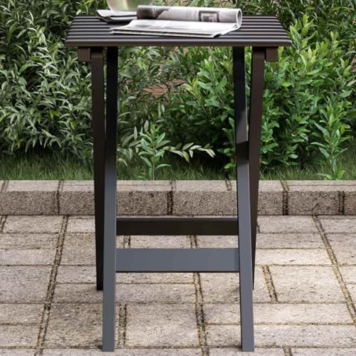 zylophax Beistelltisch klappbar Schwarz Massivholz Pappel wetterfest 35x35x46 cm Gartentisch Balkon Terrassentisch Outdoor Tisch Loungetisch vielseitig nutzbar