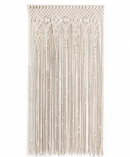 Umllpet Makramee Wandbehang 90x180cm, Boho Vorhang aus Baumwolle | Handgeknüpfte Verarbeitung，halbdurchscheinende Optik，geeignet als Raumteiler Hochzeit Deko，perfekt für Wohnzimmer Balkon
