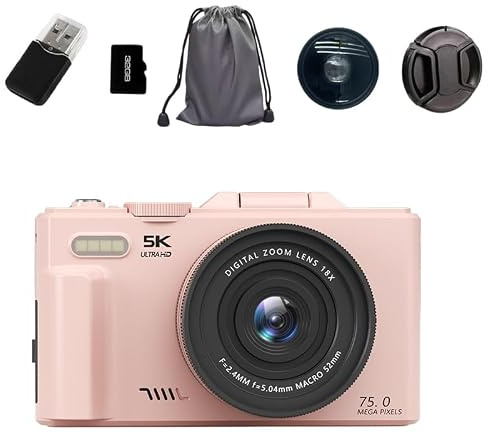 Korons Appareil Photo Numérique 5K, 75 MP capteur, 18x Zoom, 3 Pouces écran Flip, Wi - FI, pour Voyage