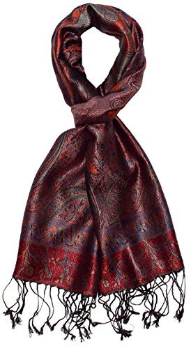 Lorenzo Cana - Seidenschal Herrenschal 100% Seide jacquardgewebt harmonische Farben mit Fransen 35 cm x 160 cm Paisleymuster Seidentuch 781881188