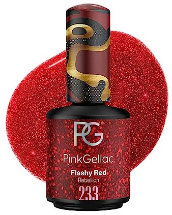 Pink Gellac UV Gel Nagellack - 233 Flashy Red 15 ml - Lang Anhaltend UV Nagellack Rot - Gel UV für 14 Tage Nägel in Salonqualität - Made in Holland