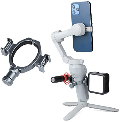 Hot Shoe Adapter for DJI Osmo Mobile 3 & OM4, OM5 OM6, OM SE Applied to Microphone and LED Light Accessory Via 2 Rotatable Cold Shoe Mount.