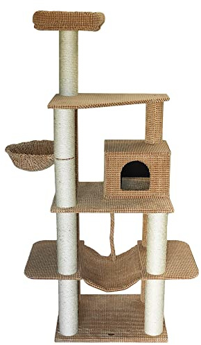 Bontoy Kratzbaum Felix Pro | Farbe braun | Sisalstämme mit 12cm Durchmesser | Natursisal |198 cm | für große Katzen