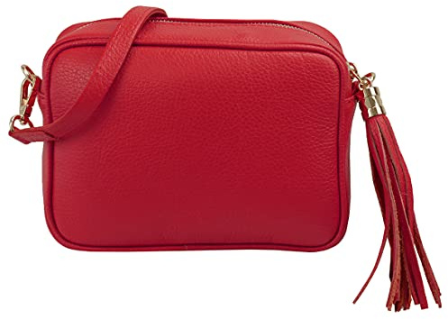 SH Leder Echtleder Umhängetasche mittel kleine Tasche Abendtasche Clutch Crossbody Bag Messenger Handtasche mit Reißverschluss 21x15cm Chiara G209