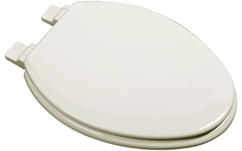 Bath Décor 1Q1E7-01 Premium Molded Wood Slow Close Toilet Seat with Vari-Adjust Release ‘N’ Clean Lok-Down Hinge and Quik-Lok Mounting Hardware, Elongated, Bone