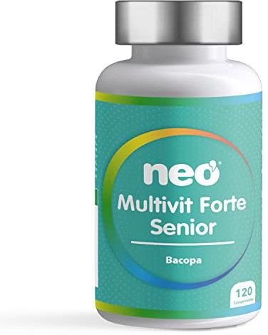 NEO - Multivitamínico - 120 Comprimidos - Para 2 Meses - Bacopa, Vitaminas y Minerales - Ayuda Memoria y Rendimiento Cognitivo - Multivit Forte Senior