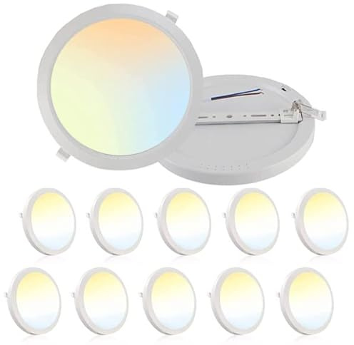 ZEEZ Lighting - 6-Inch 18W Selectable 3CCT LED Panel Down Light Bulb Compact Lamp Fixture - Surface Mount/Recessed - 10 Packs