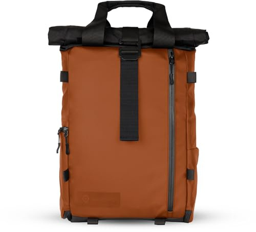 WANDRD PRVKE Lite: Wetterbeständiger Reise- und Kamerarucksack mit Laptophülle, schneller seitlicher Zugriff, Klappöffnung, ideale Fotografie- und Reisetasche, orange (Sedona Orange)