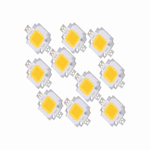 Hyuduo LED COB 10W Luz Blanca Cálida Bombilla Reemplazo para Lámpara Inundación DC 9-12V 10 Piezas Accesorios Iluminación Exterior