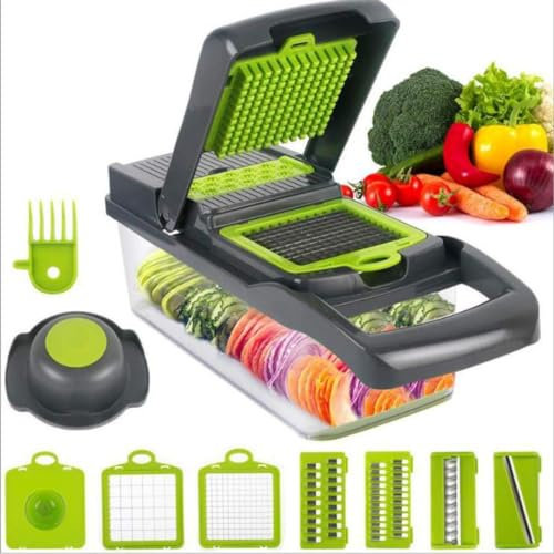 Recalma Gemüseschneider Mandoline Gemüsehobel, Zwiebelhacker 18 in 1 Vegetable Chopper, Wohnung Must Have Zubehör Dicer Chopper, Gemüsehobelobstschneider, Küchengeräte, Gemüse Schneider Zerkleinerer